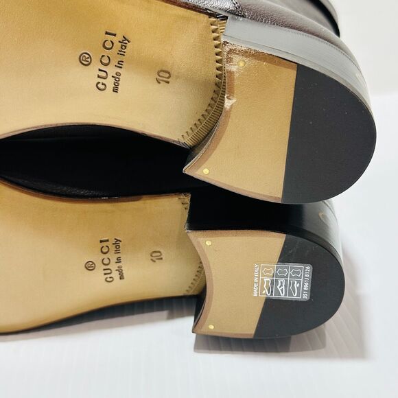 Gucci Men Boots 10/ US 10.5 Cocoa Leather Block Heel Mid Calf Pull-On NIB - Picture 9 of 12